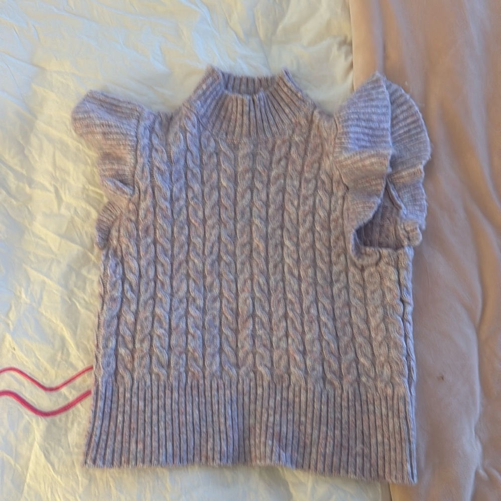 Zara Girls Cable Knit Sweater w/ Ruffles Sz 11/12